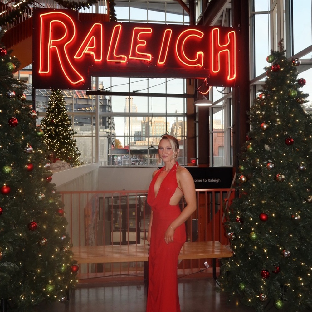 Elegant Red Halter Dress